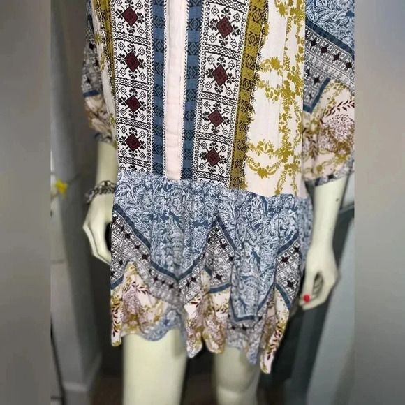 Free People Portobello Road Boho Cold Shoulder Tunic Mini Dress Womens s - Picture 14 of 16